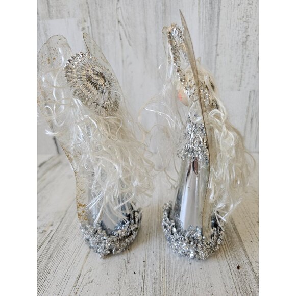 Antique silver angel cherub cardboard set Xmas vintage - Picture 4 of 8